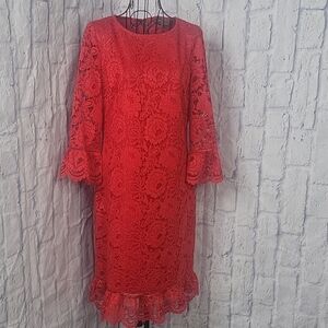DONNA RICCO Detailed Red‎ Lace Dress Size 10